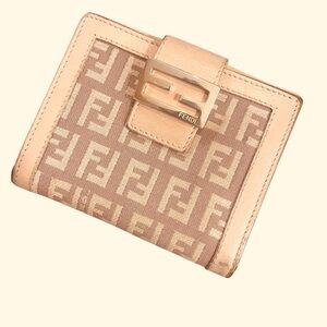 Vintage Fendi Zucchino Canvas Wallet | Beige Monogram | Italy